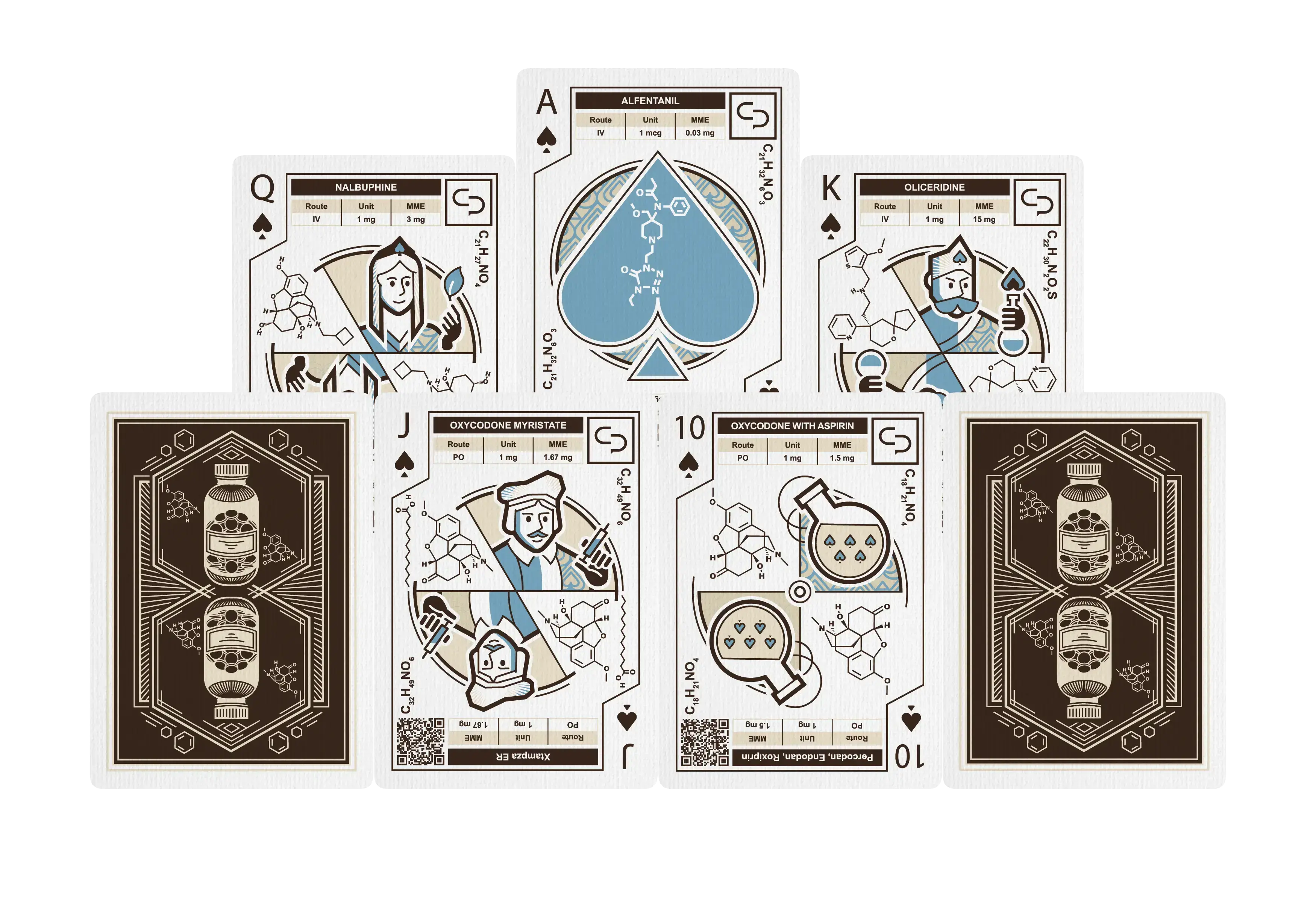 Narcotic Pharmacology Playing Cards card-face spread